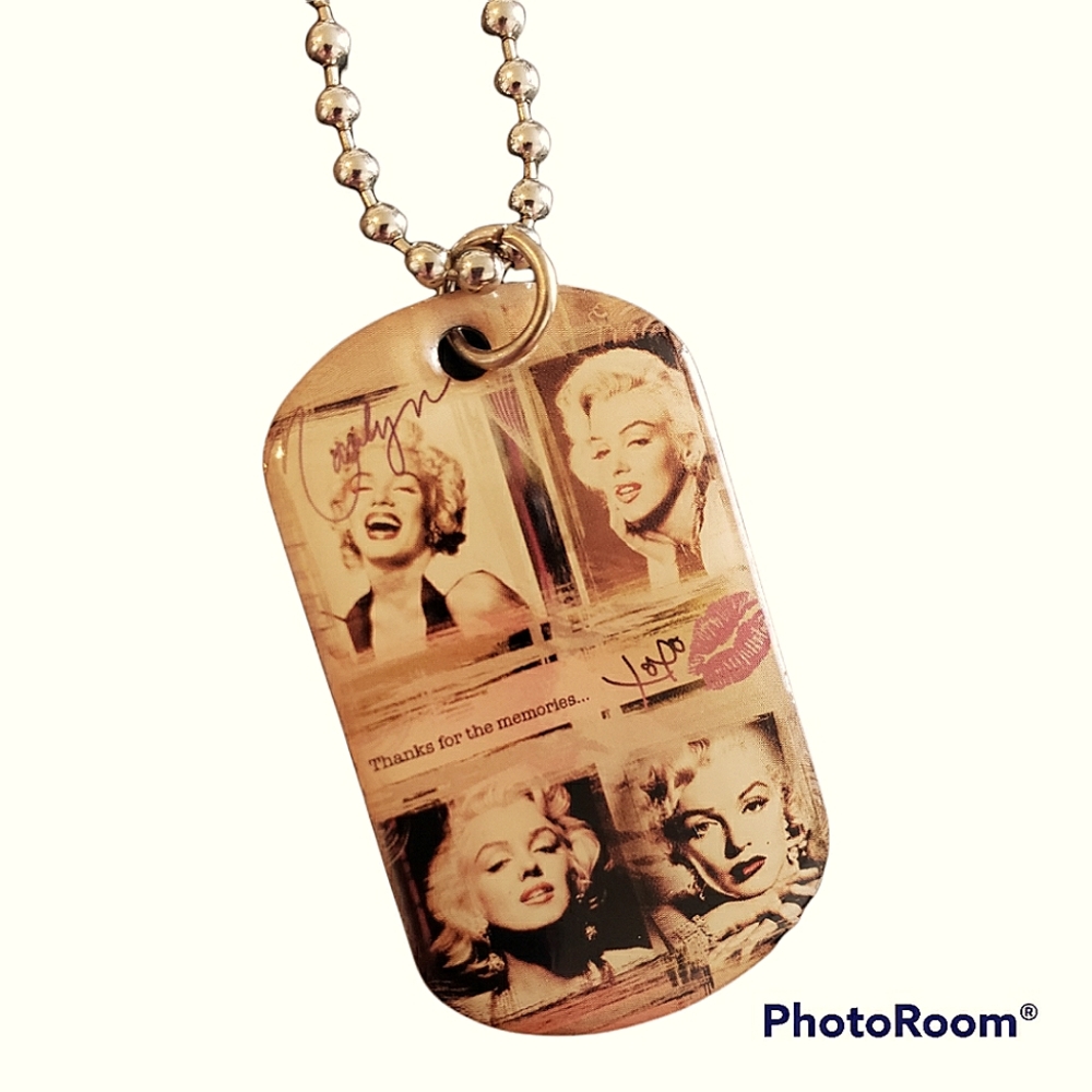 2012 Radio Days Jewelry Marilyn Monroe Dog Tag Beaded Necklace